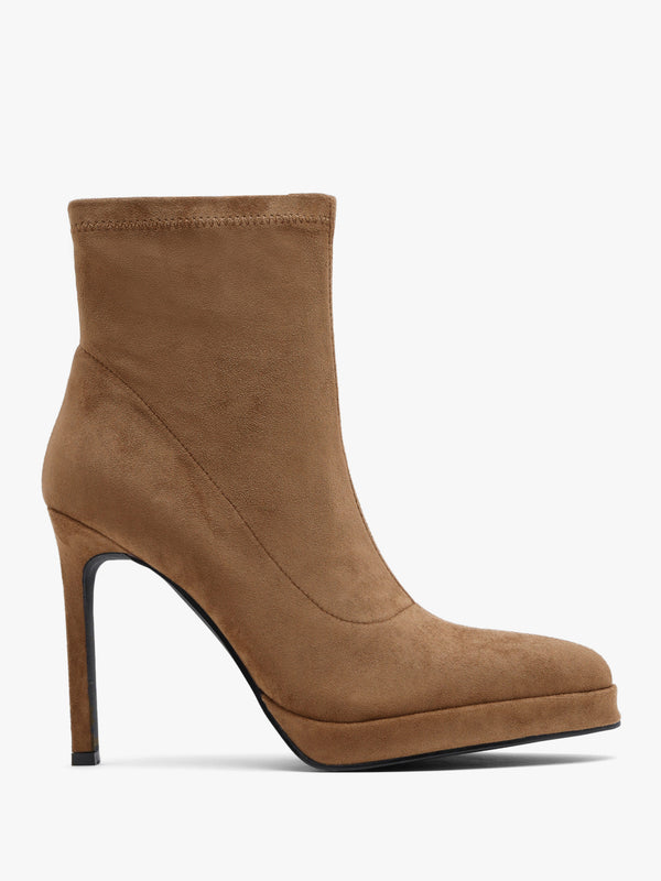 Daniel Ranny Light Brown Suedette Platform High Heel Ankle Boots