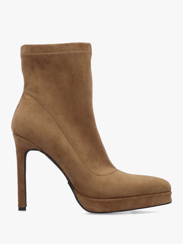 Ranny Brown Suedette Platform High Heel Ankle Boots