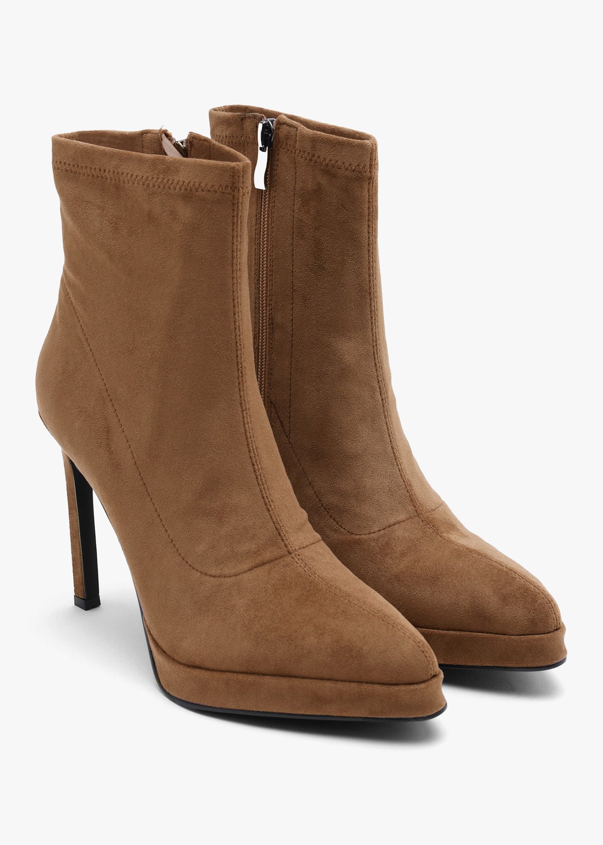 Daniel Ranny Light Brown Suedette Platform High Heel Ankle Boots