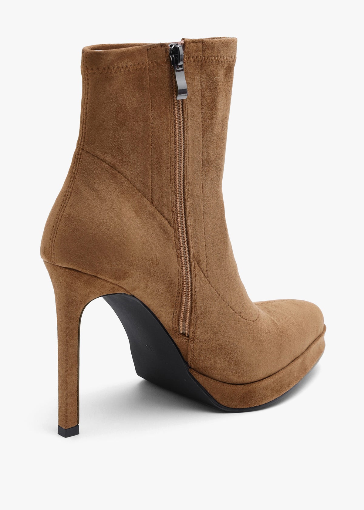 Daniel Ranny Light Brown Suedette Platform High Heel Ankle Boots