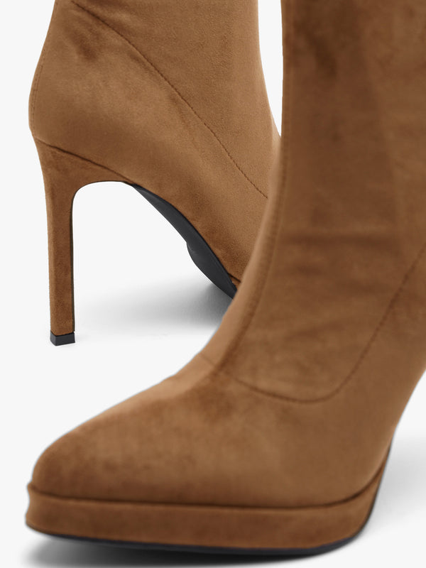 Daniel Ranny Light Brown Suedette Platform High Heel Ankle Boots