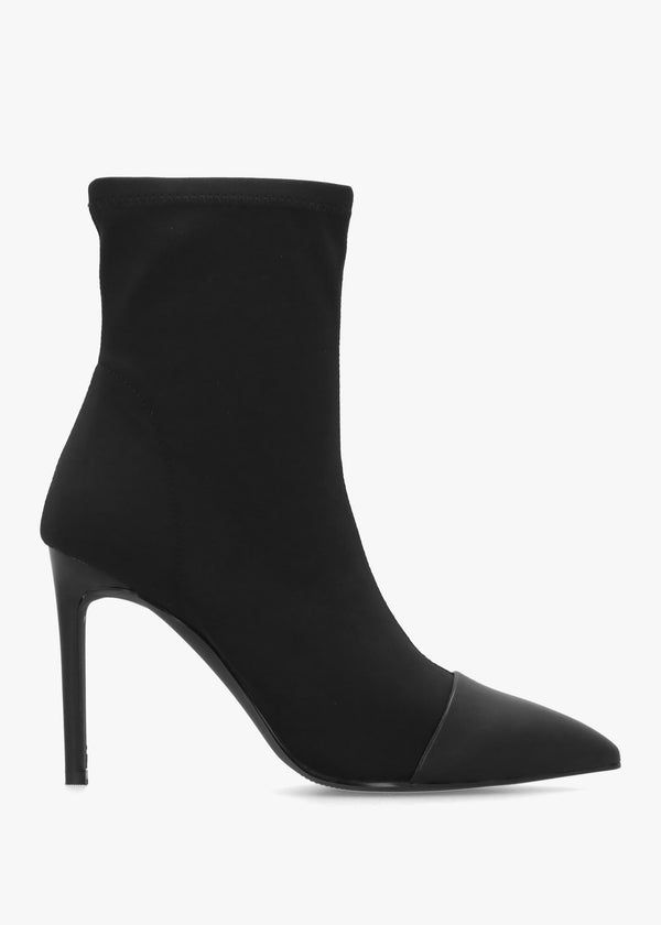 DANIEL Rare Black Stretch Heeled Ankle Sock Boots