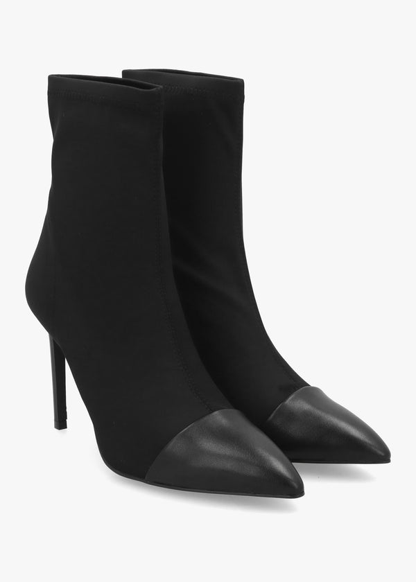 DANIEL Rare Black Stretch Heeled Ankle Sock Boots