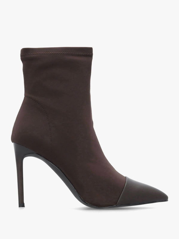 DANIEL Rare Brown Stretch Heeled Ankle Sock Boots