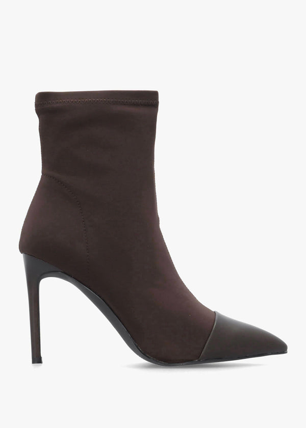 DANIEL Rare Brown Stretch Heeled Ankle Sock Boots