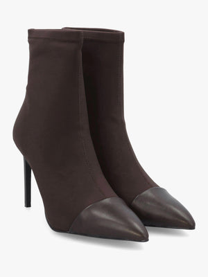 DANIEL Rare Brown Stretch Heeled Ankle Sock Boots