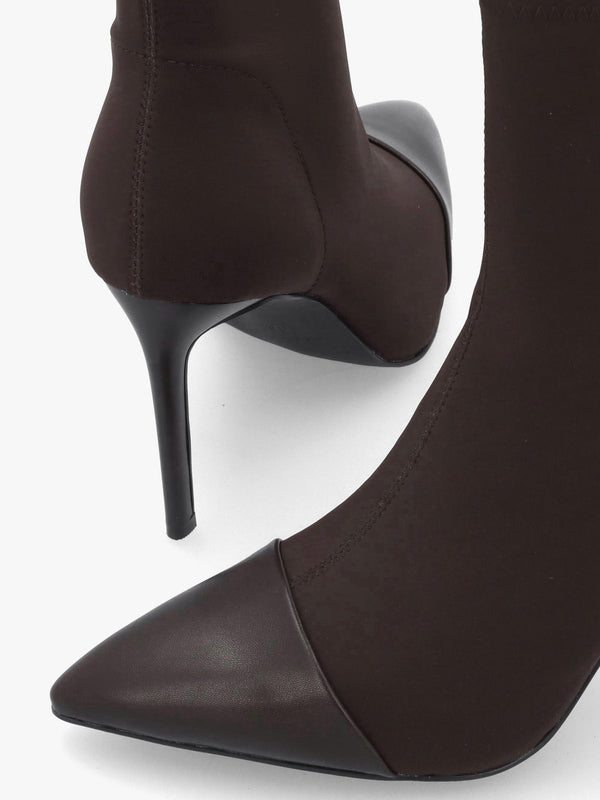 DANIEL Rare Brown Stretch Heeled Ankle Sock Boots