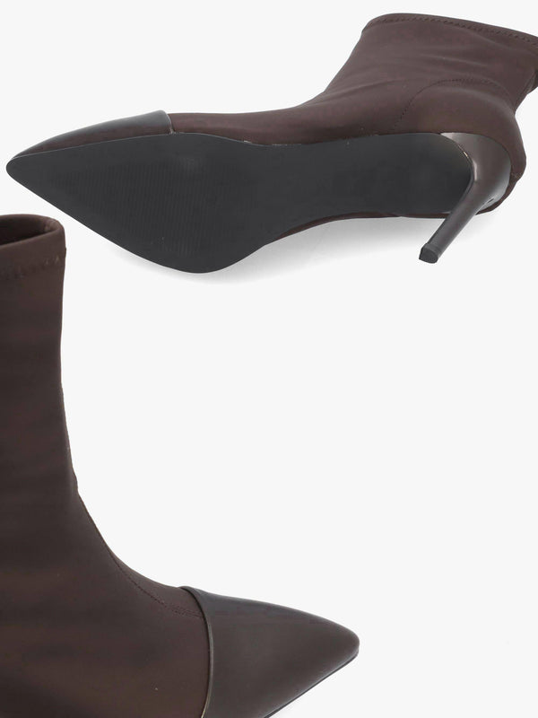 DANIEL Rare Brown Stretch Heeled Ankle Sock Boots