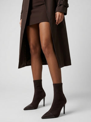 Rare Brown Stretch Heeled Ankle Sock Boots