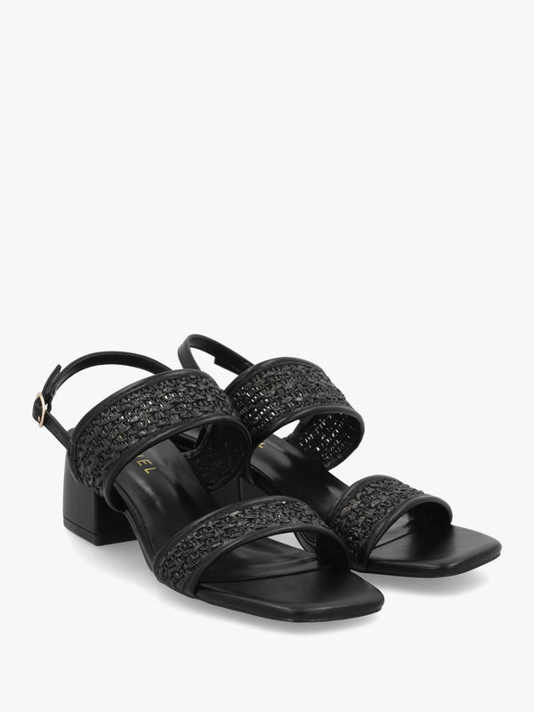 Rebecca Black Woven Two Bar Mid-Block Heel Sandals