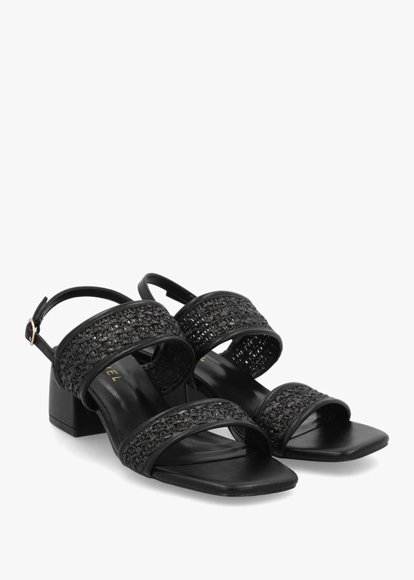 Rebecca Black Woven Two Bar Mid-Block Heel Sandals