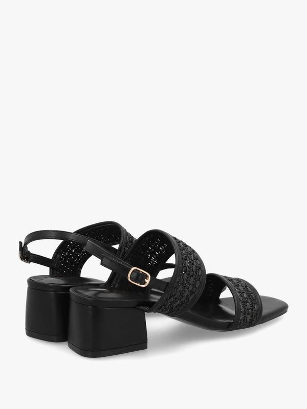 Rebecca Black Woven Two Bar Mid-Block Heel Sandals