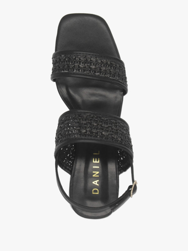 Rebecca Black Woven Two Bar Mid-Block Heel Sandals