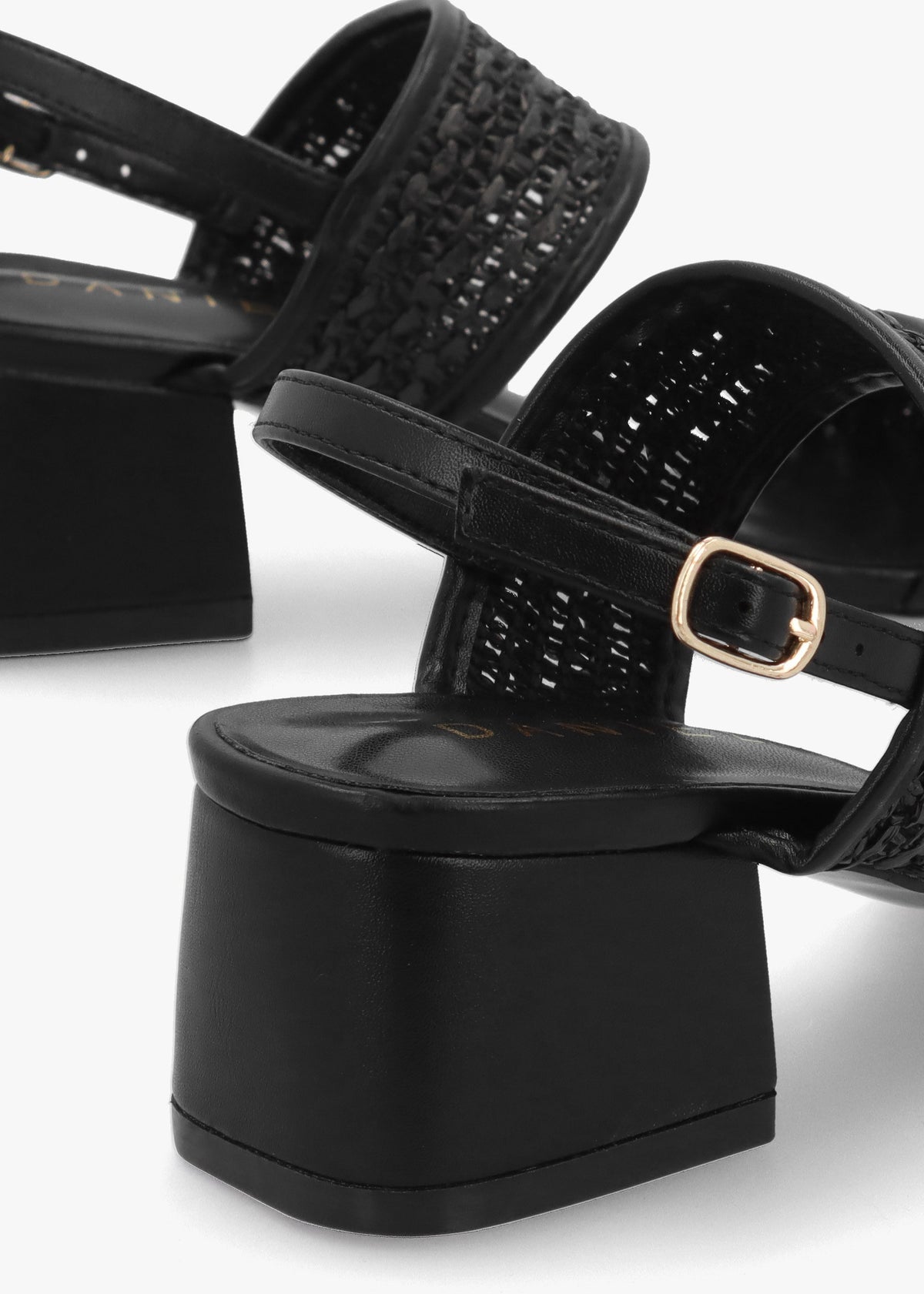 Rebecca Black Woven Two Bar Mid-Block Heel Sandals