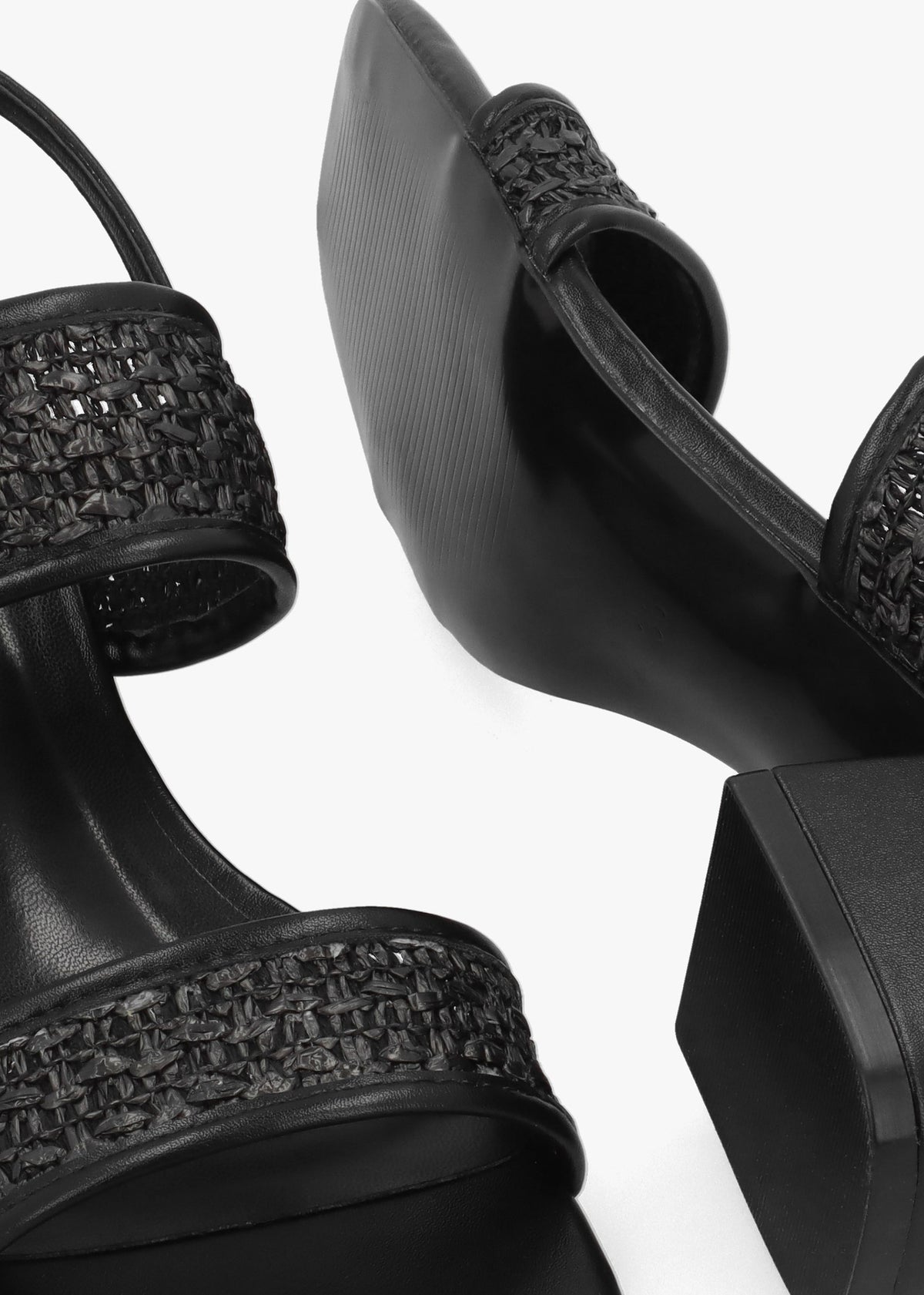 Rebecca Black Woven Two Bar Mid-Block Heel Sandals