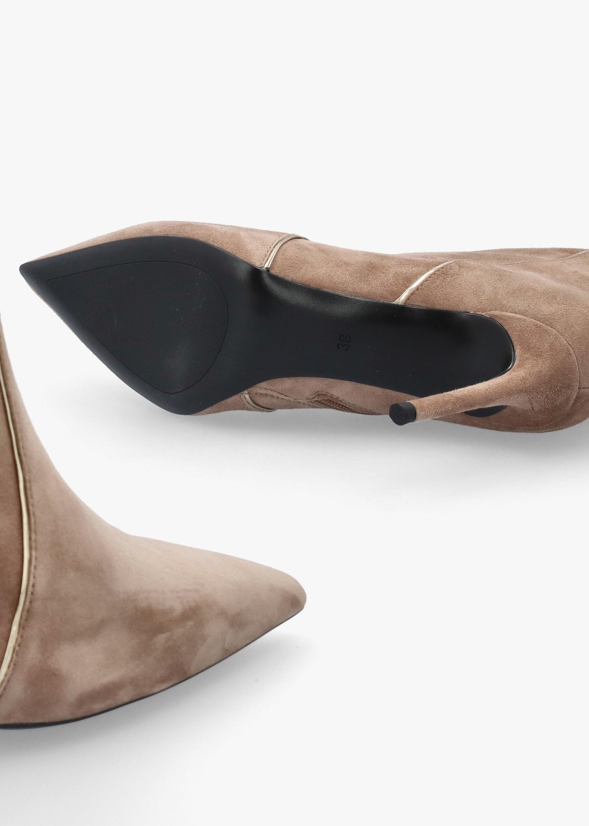 DANIEL Ripen Beige Suede Piped Trim Heeled Ankle Boots