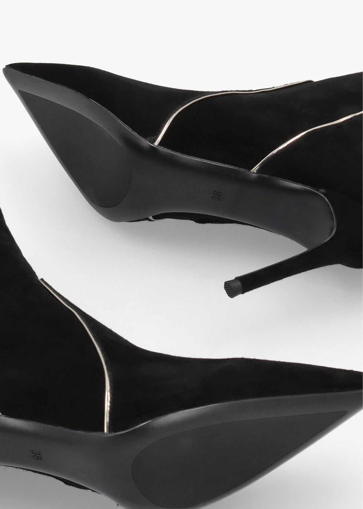 Daniel Ripen Black Suede Piped Trim Heeled Ankle Boots