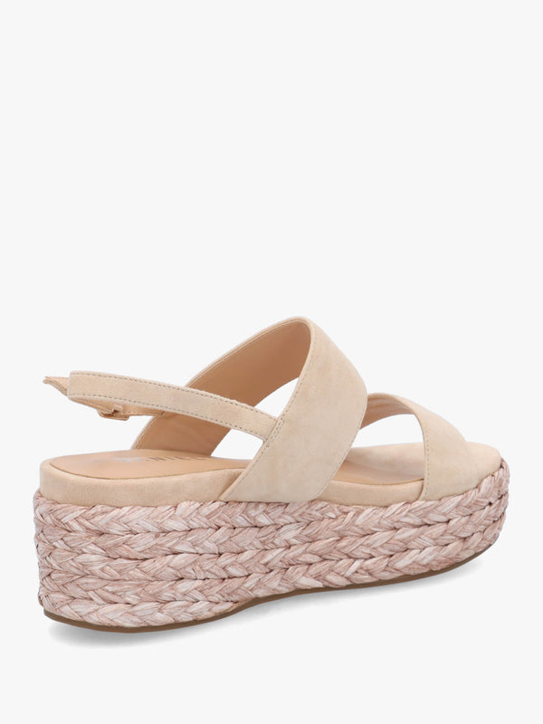 Rosalie Beige Suede Raffia Flatform Sandals