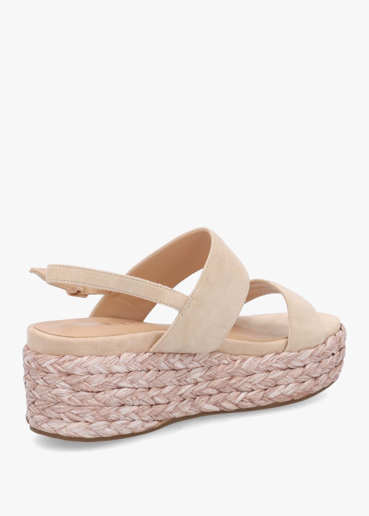 Rosalie Beige Suede Raffia Flatform Sandals