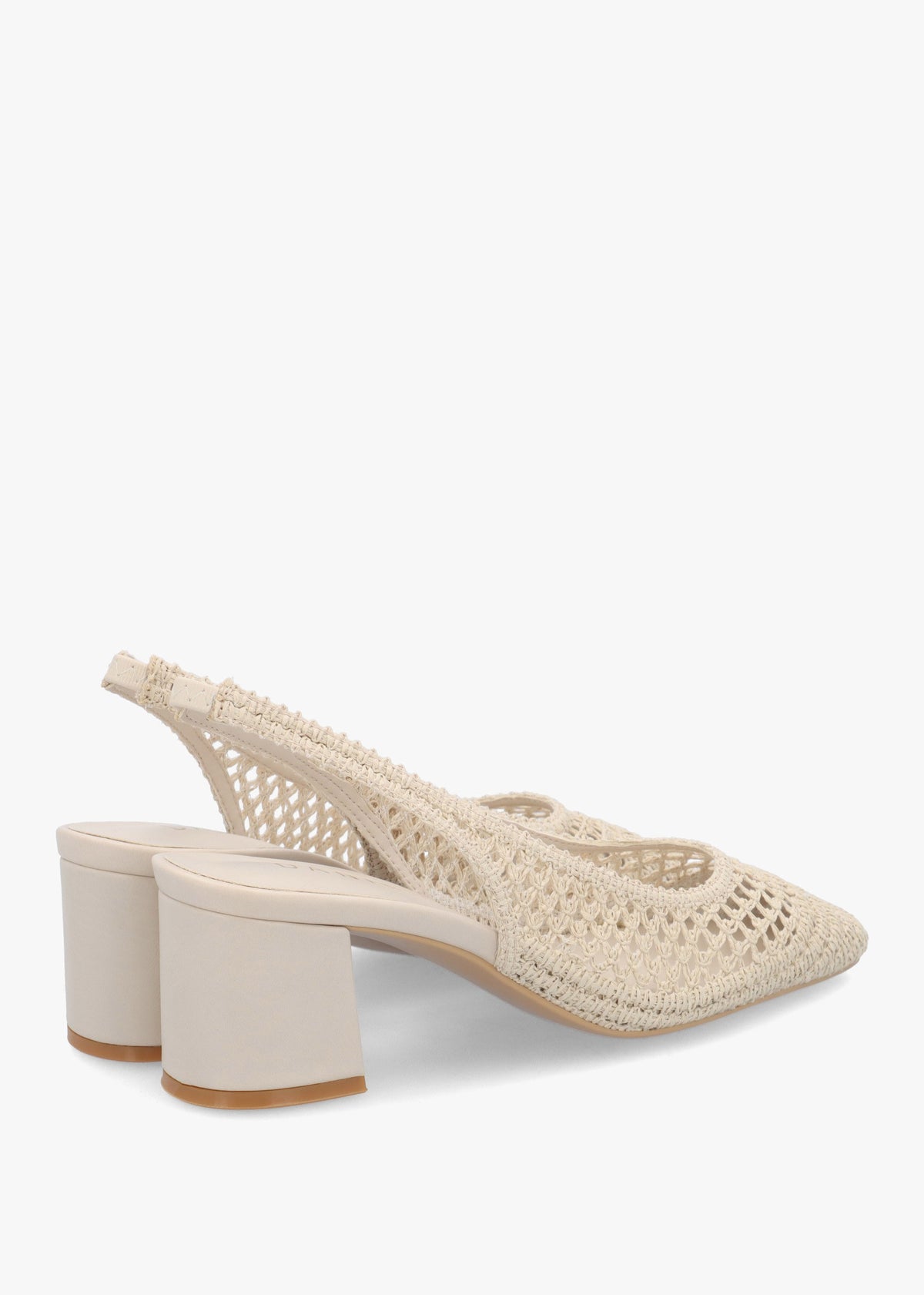 Rosie Beige Woven Sling Back Heeled Court Shoes
