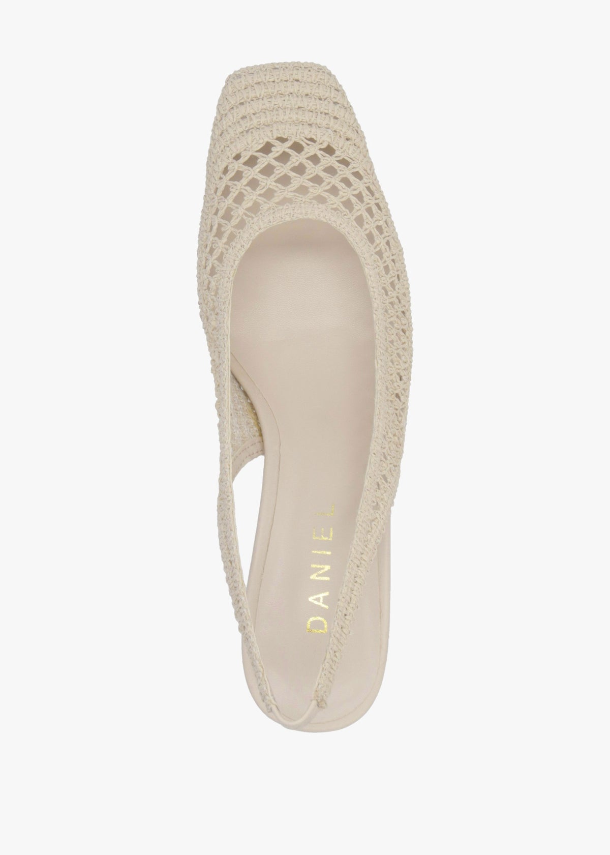 Rosie Beige Woven Sling Back Heeled Court Shoes