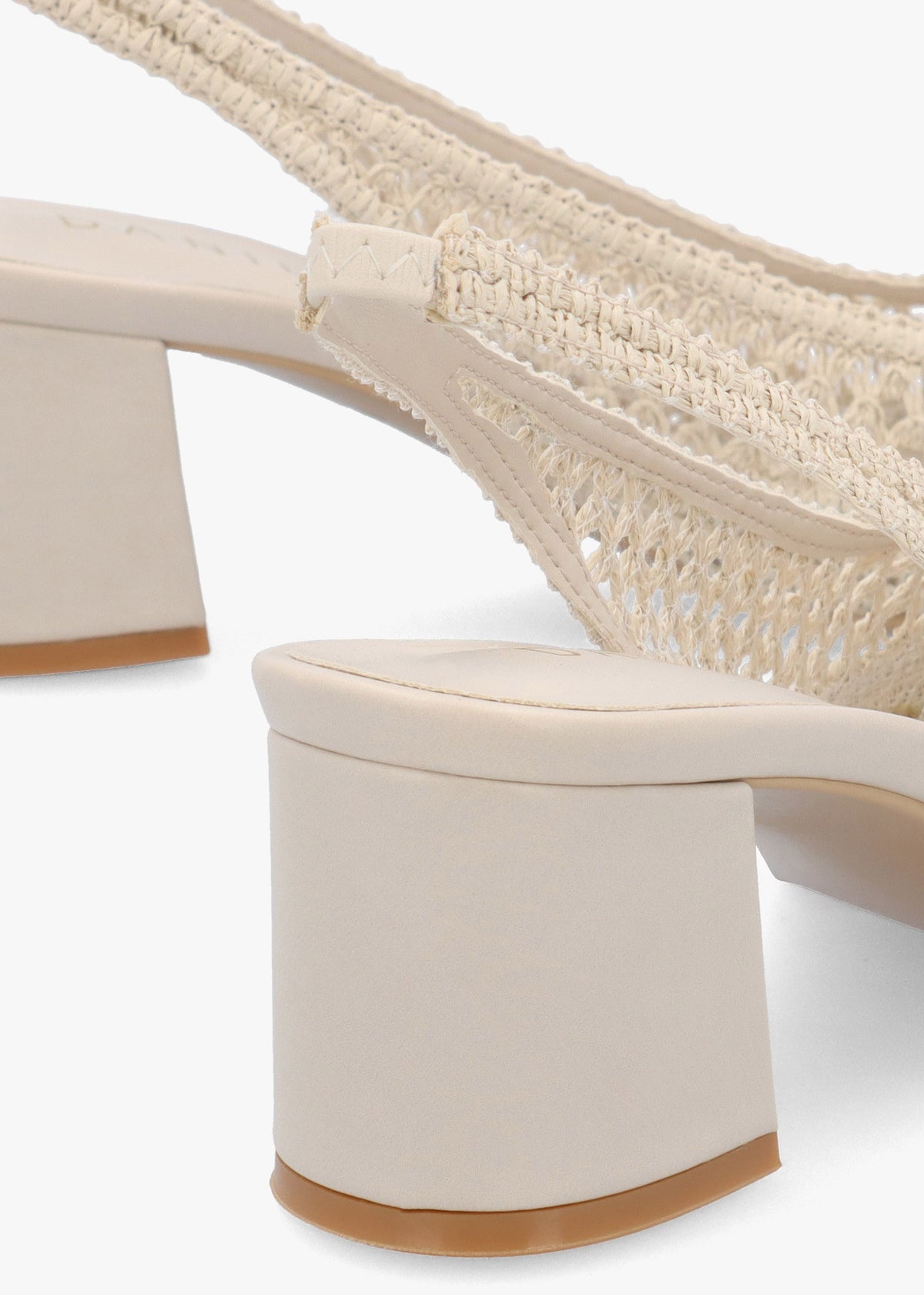 Rosie Beige Woven Sling Back Heeled Court Shoes