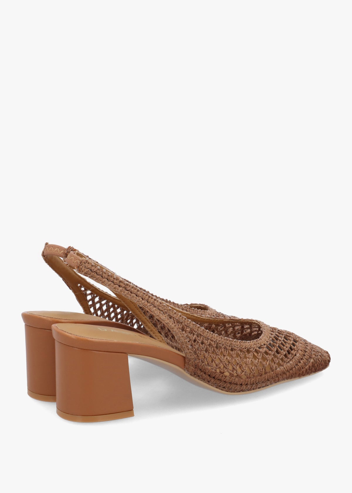 Rosie Tan Woven Sling Back Heeled Court Shoes