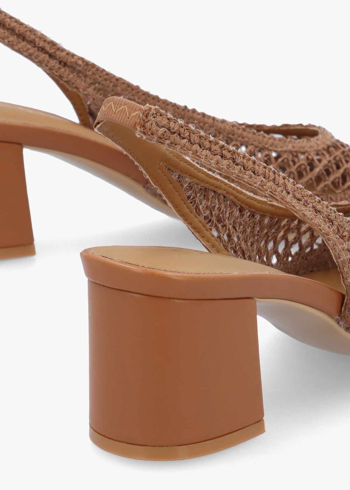 Rosie Tan Woven Sling Back Heeled Court Shoes