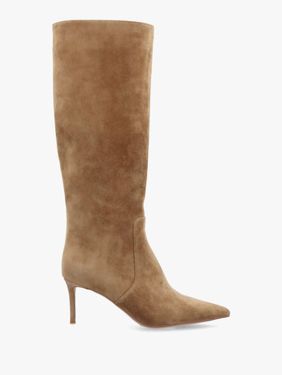 Saffia Tan Suede Slim Heel Knee Boots