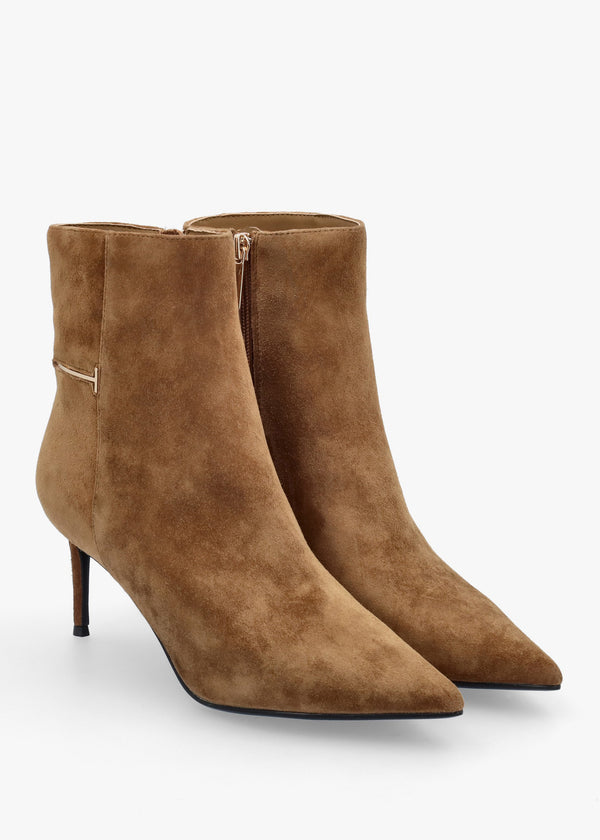 Daniel Saintly Light Brown Suede Mid Heel Ankle Boots