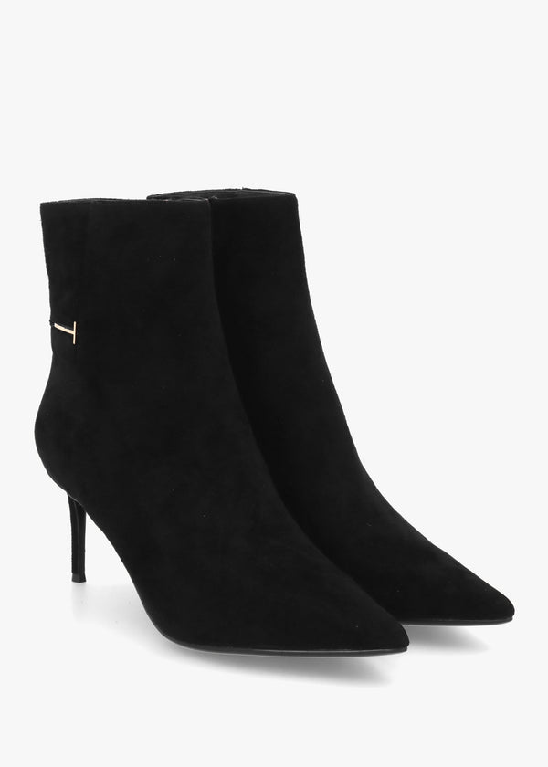 DANIEL Saintly Black Suede Mid Heel Ankle Boots