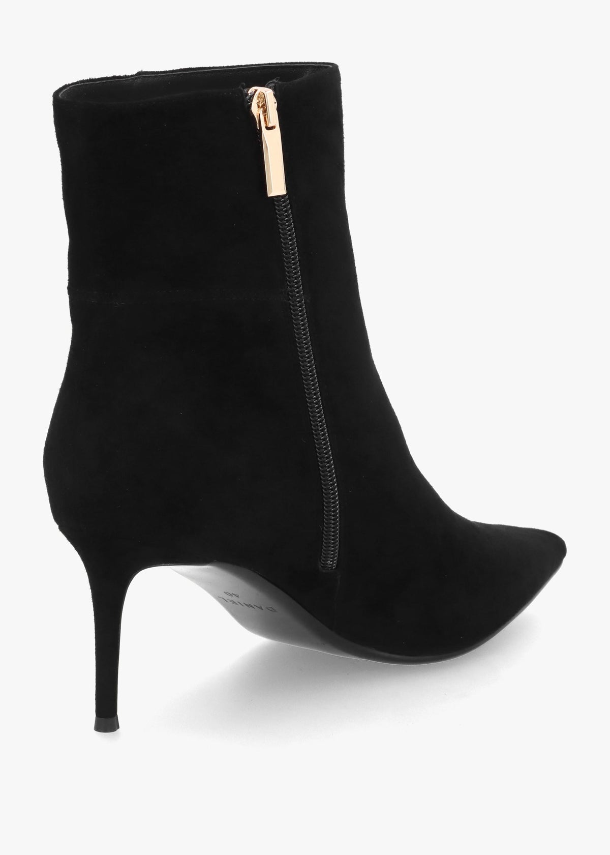 DANIEL Saintly Black Suede Mid Heel Ankle Boots