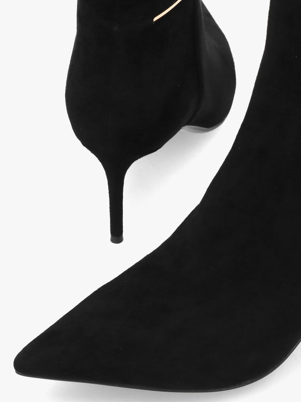DANIEL Saintly Black Suede Mid Heel Ankle Boots
