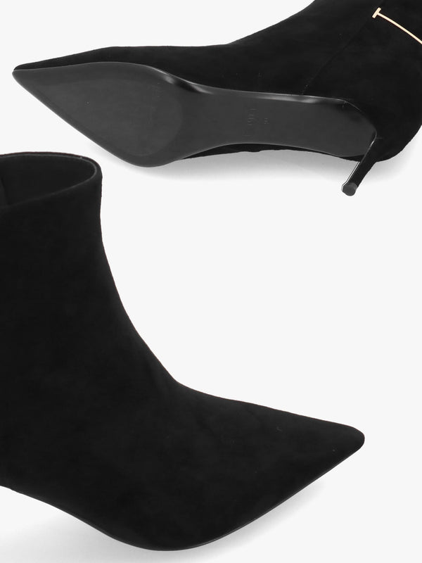 DANIEL Saintly Black Suede Mid Heel Ankle Boots