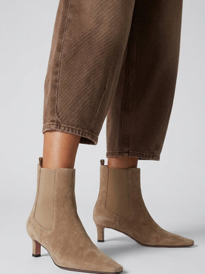 Daniel Sanctuary Beige Suede Low Heel Chelsea Boots