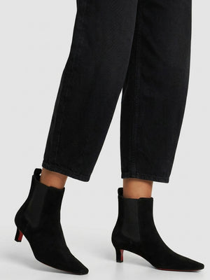Daniel Sanctuary Black Suede Low Heel Chelsea Boots