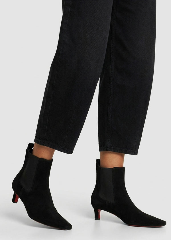 Daniel Sanctuary Black Suede Low Heel Chelsea Boots