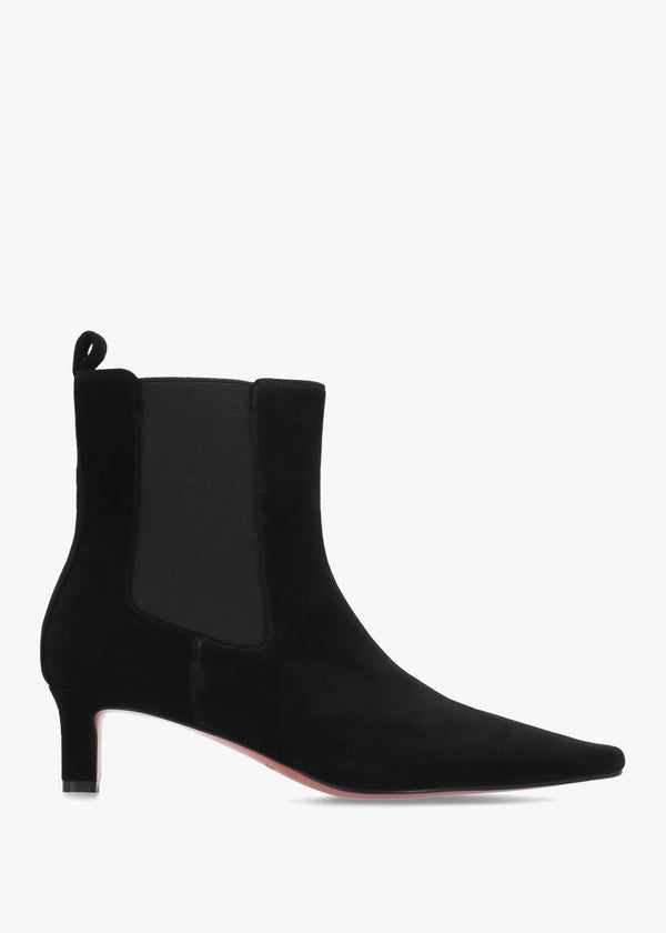 Daniel Sanctuary Black Suede Low Heel Chelsea Boots