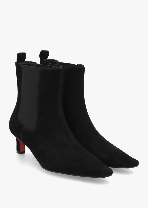 Daniel Sanctuary Black Suede Low Heel Chelsea Boots