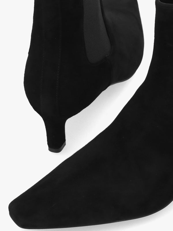 Daniel Sanctuary Black Suede Low Heel Chelsea Boots