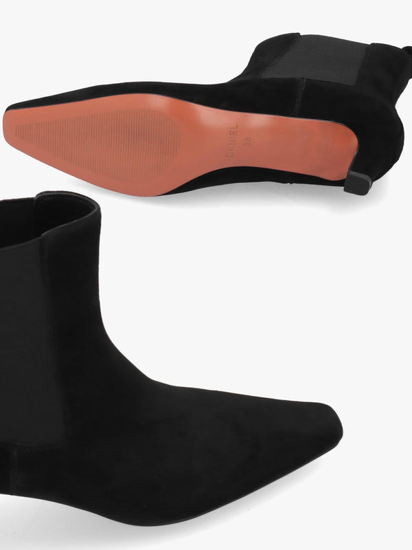 Daniel Sanctuary Black Suede Low Heel Chelsea Boots