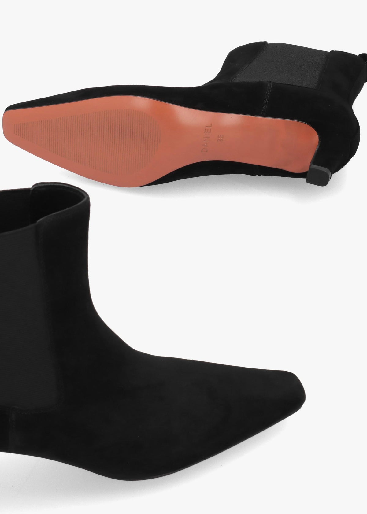 Daniel Sanctuary Black Suede Low Heel Chelsea Boots