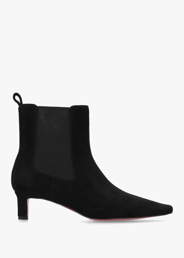 Sanctuary Black Suede Low Heel Chelsea Boots
