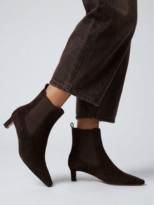 Daniel Sanctuary Brown Suede Low Heel Chelsea Boots