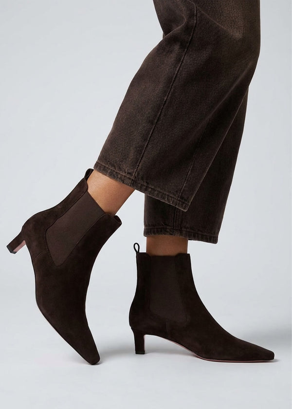 Daniel Sanctuary Brown Suede Low Heel Chelsea Boots