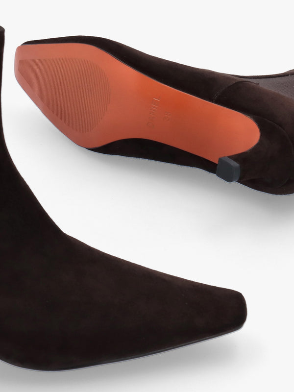Daniel Sanctuary Brown Suede Low Heel Chelsea Boots