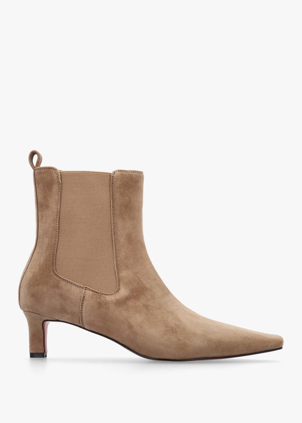 Daniel Sanctuary Beige Suede Low Heel Chelsea Boots