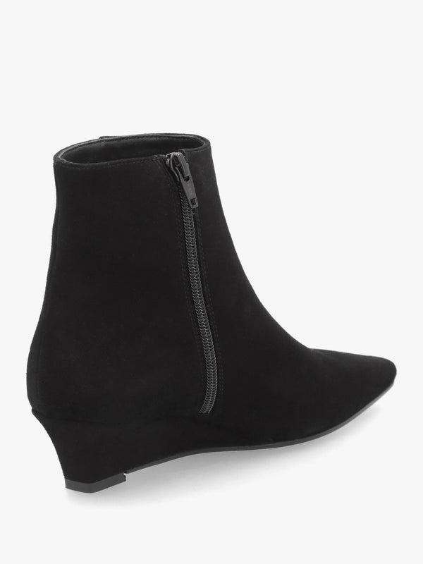 Saori Black Suede Low Wedge Ankle Boots