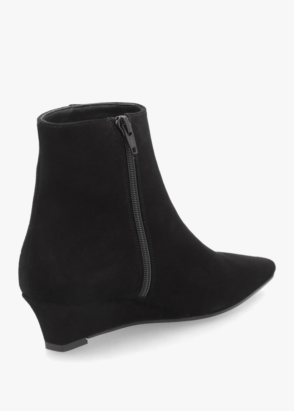 Saori Black Suede Low Wedge Ankle Boots