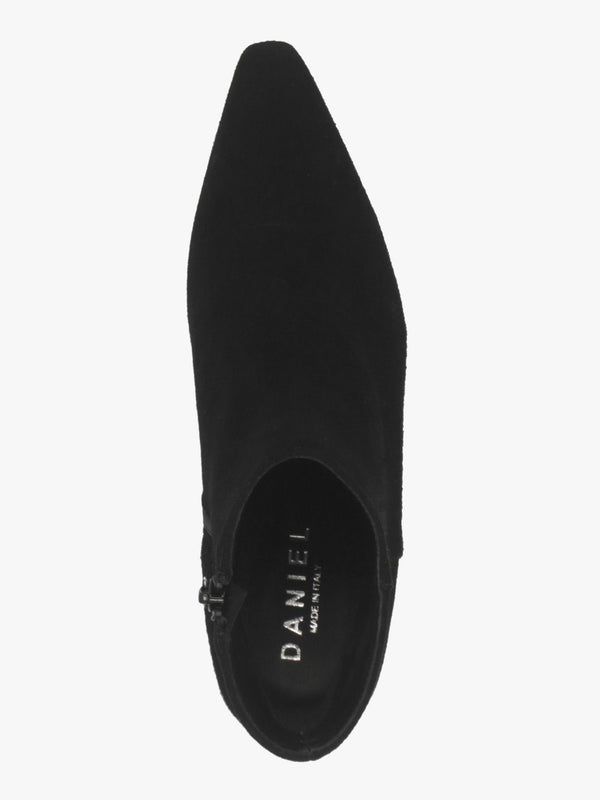 Saori Black Suede Low Wedge Ankle Boots